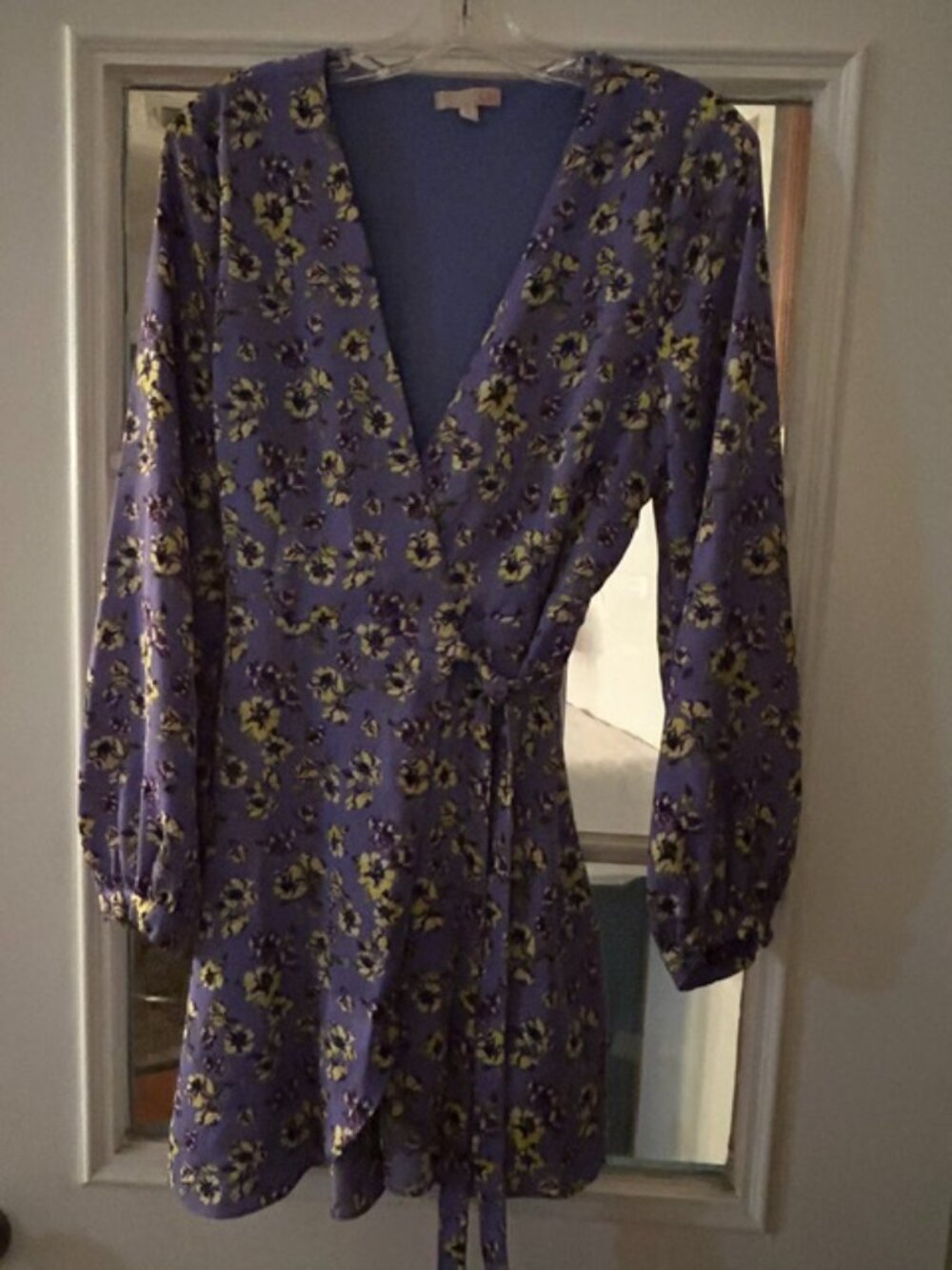 GB Purple Floral Wrap Dress, Size Medium